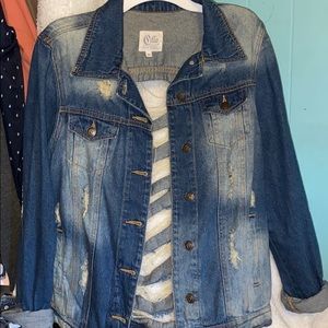 Denim distressed jacket